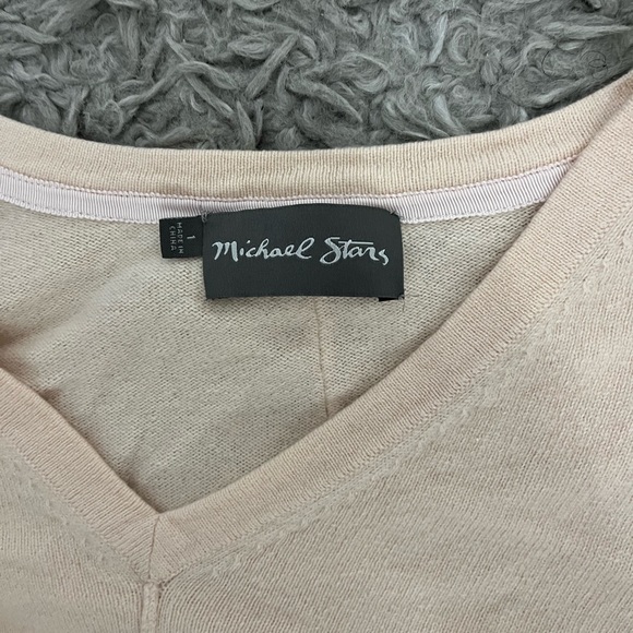 Michael Stars, light pink cotton v-neck sweater, S - Picture 3 of 4